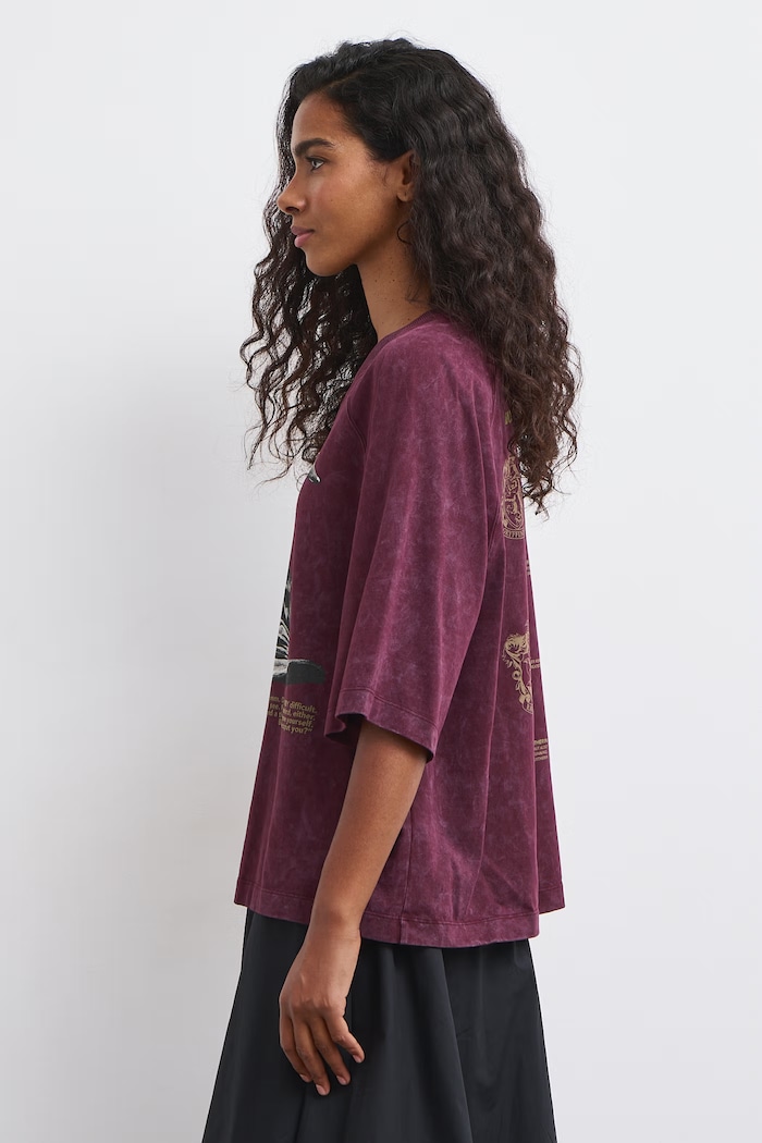 Odzież Medicine T-shirt oversize damski bawełniany RW26-TSD671 bordowy