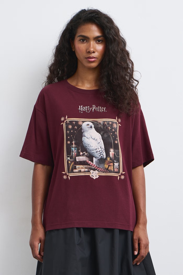 Medicine T-shirt oversize damski bawełniany z elastanem RW26-TSD682 bordowy RW26