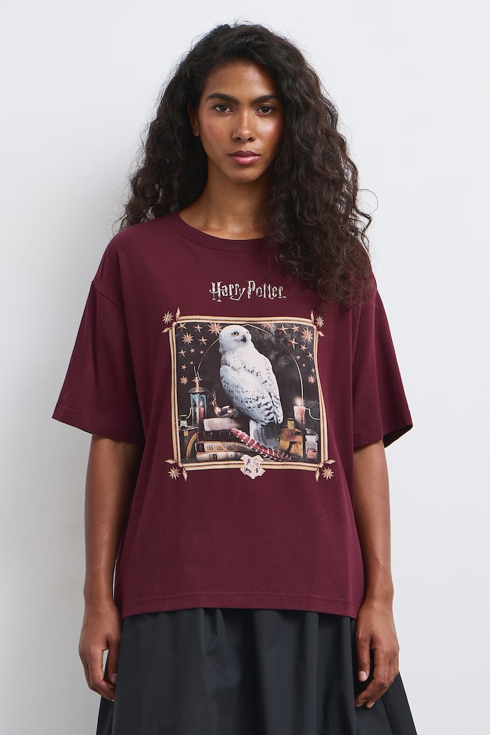 Medicine T-shirt oversize damski bawełniany z elastanem RW26-TSD682 bordowy RW26