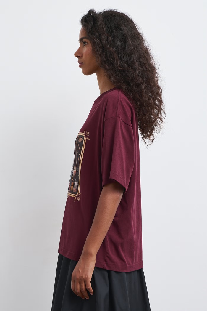 Odzież Medicine T-shirt oversize damski bawełniany z elastanem RW26-TSD682 bordowy