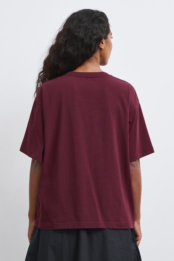 T-shirt oversize damski bawełniany z elastanem Medicine RW26-TSD682 bordowy
