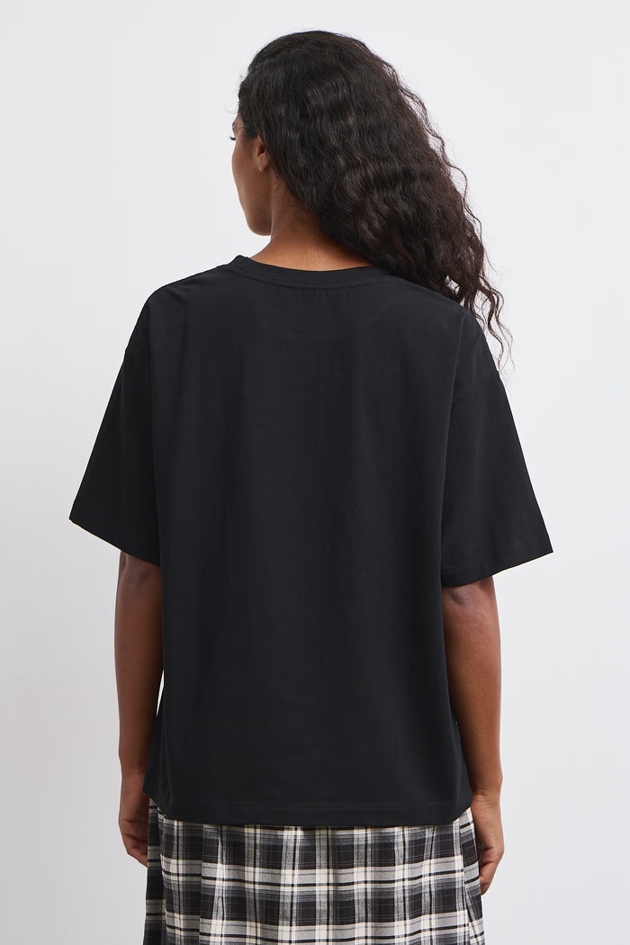 T-shirt oversize damski bawełniany z elastanem Medicine RW26-TSD682 czarny