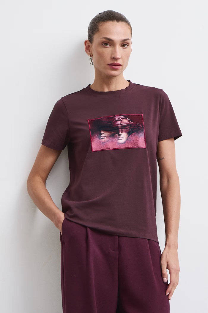 Medicine T-shirt damski RW26-TSD753 bordowy RW26