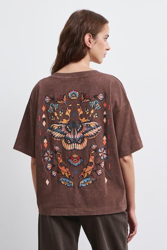 Medicine T-shirt damski bawełniany brązowy RW26-TSD803