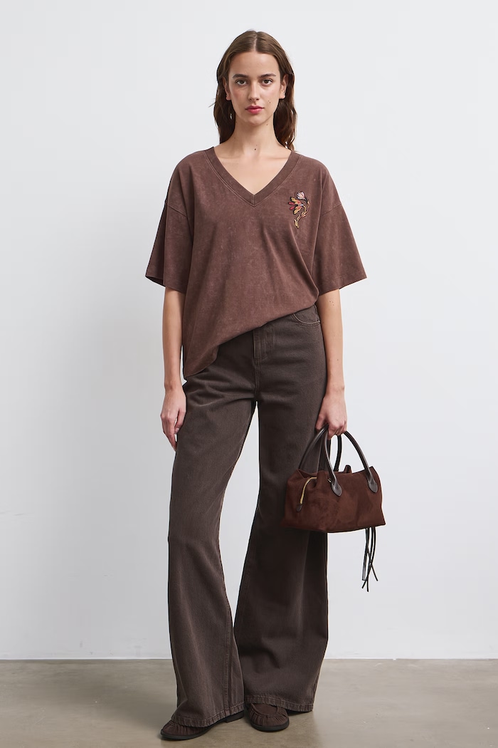 T-shirt damski bawełniany Medicine brązowy RW26-TSD803