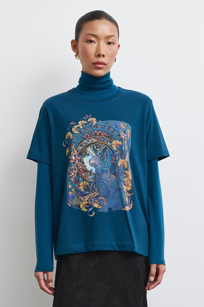 Medicine T-shirt damski bawełniany RW26-TSD805 turkusowy RW26