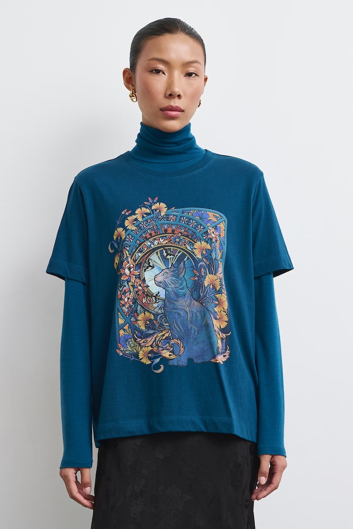 Medicine T-shirt damski bawełniany RW26-TSD805 turkusowy RW26