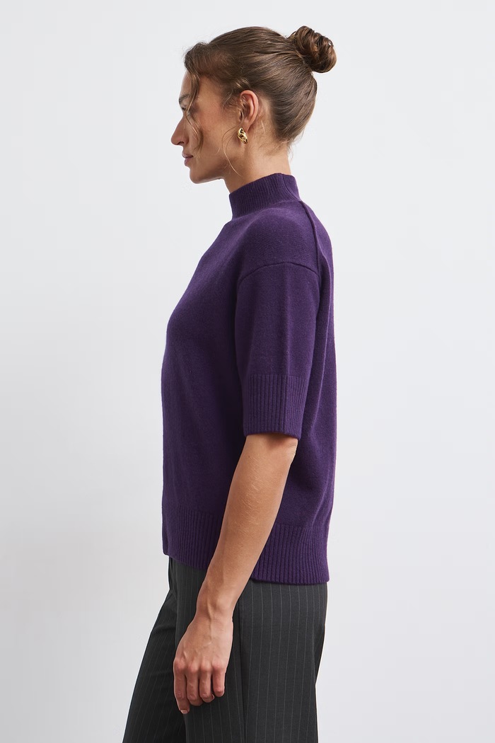 Medicine T-shirt swetrowy damski z wełny merino RW26-TSD820 fioletowy RW26