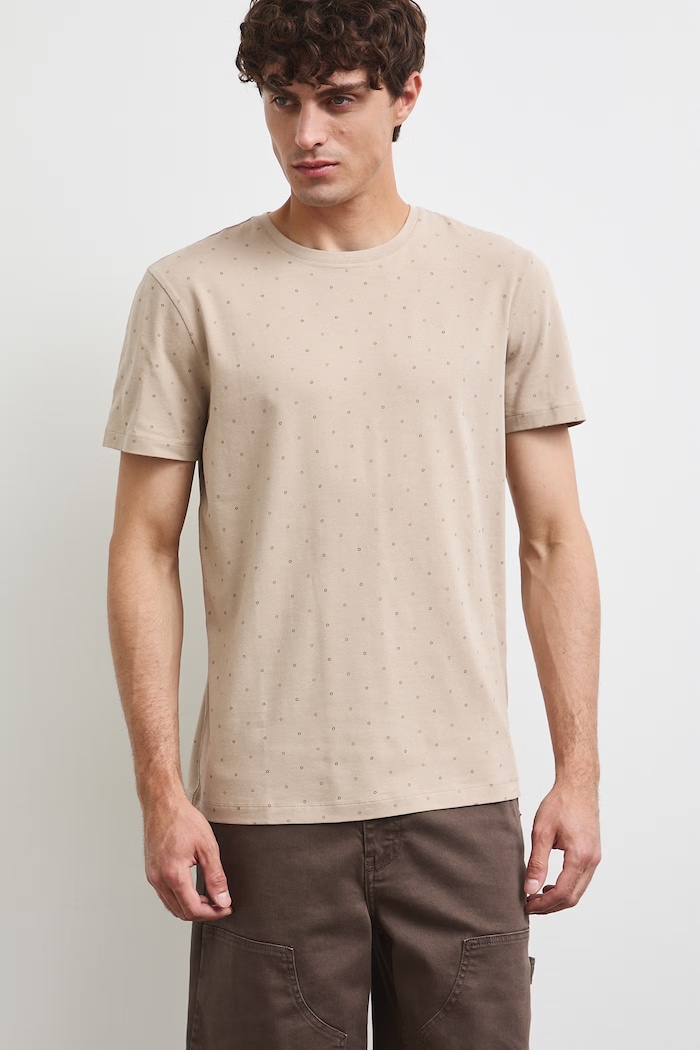 Medicine T-shirt męski bawełniany z elastanem RW26-TSM011 beżowy RW26