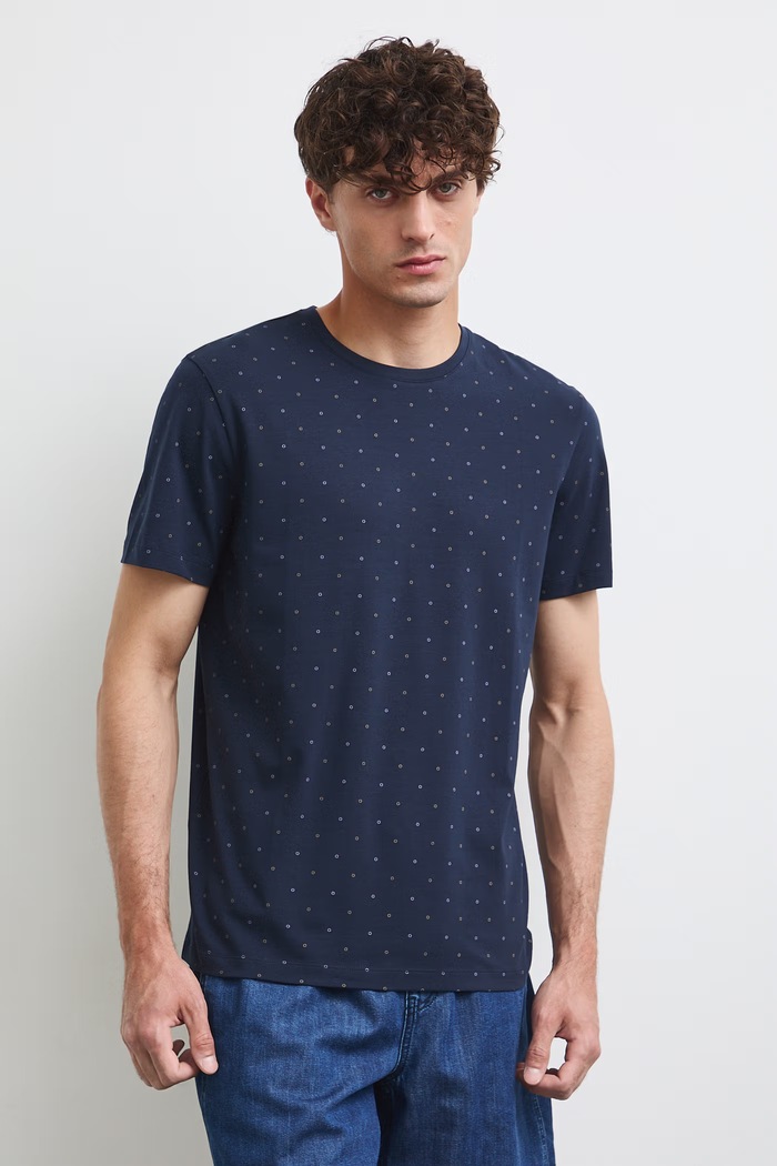 T-shirt męski bawełniany z elastanem RW26-TSM011 granatowy RW26