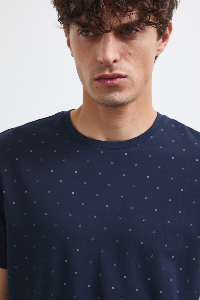 T-shirt męski bawełniany z elastanem granatowy RW26-TSM011