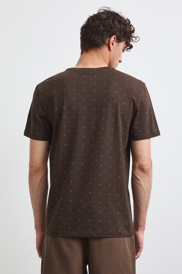 Odzież T-shirt męski bawełniany z elastanem RW26-TSM011 brązowy