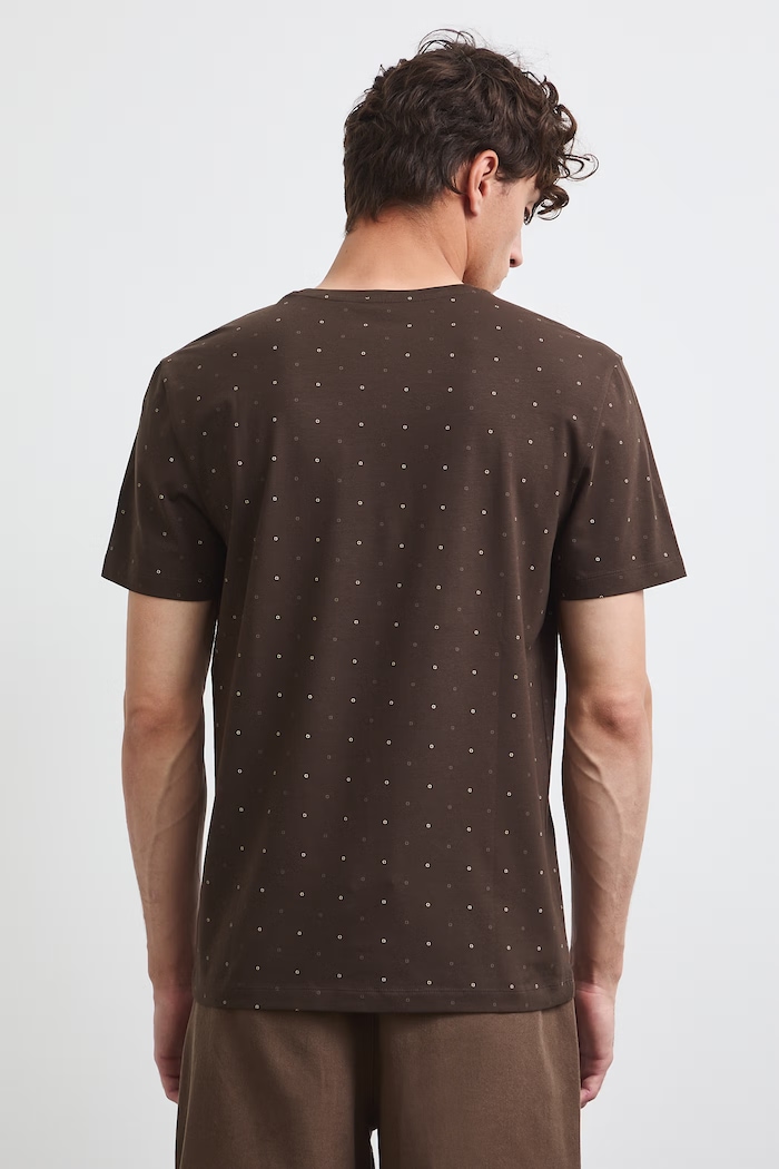Odzież T-shirt męski bawełniany z elastanem RW26-TSM011 brązowy
