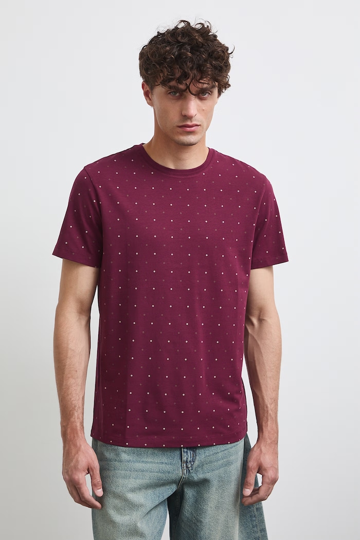 T-shirt męski bawełniany z elastanem RW26-TSM011 bordowy RW26