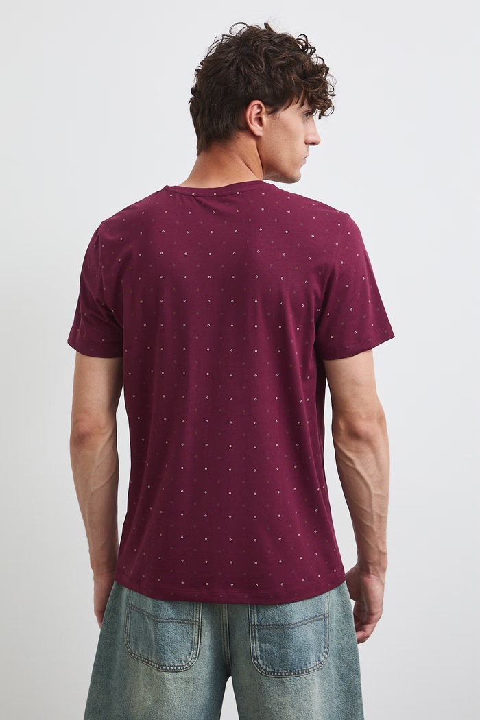 Odzież T-shirt męski bawełniany z elastanem RW26-TSM011 bordowy