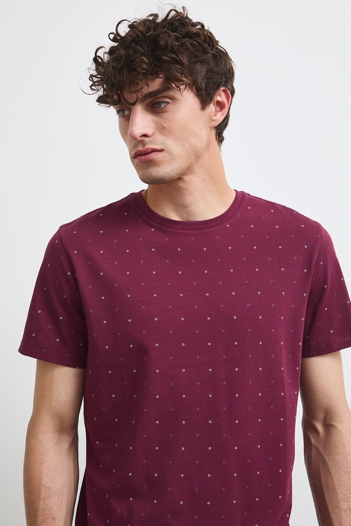 T-shirt męski bawełniany z elastanem bordowy RW26-TSM011