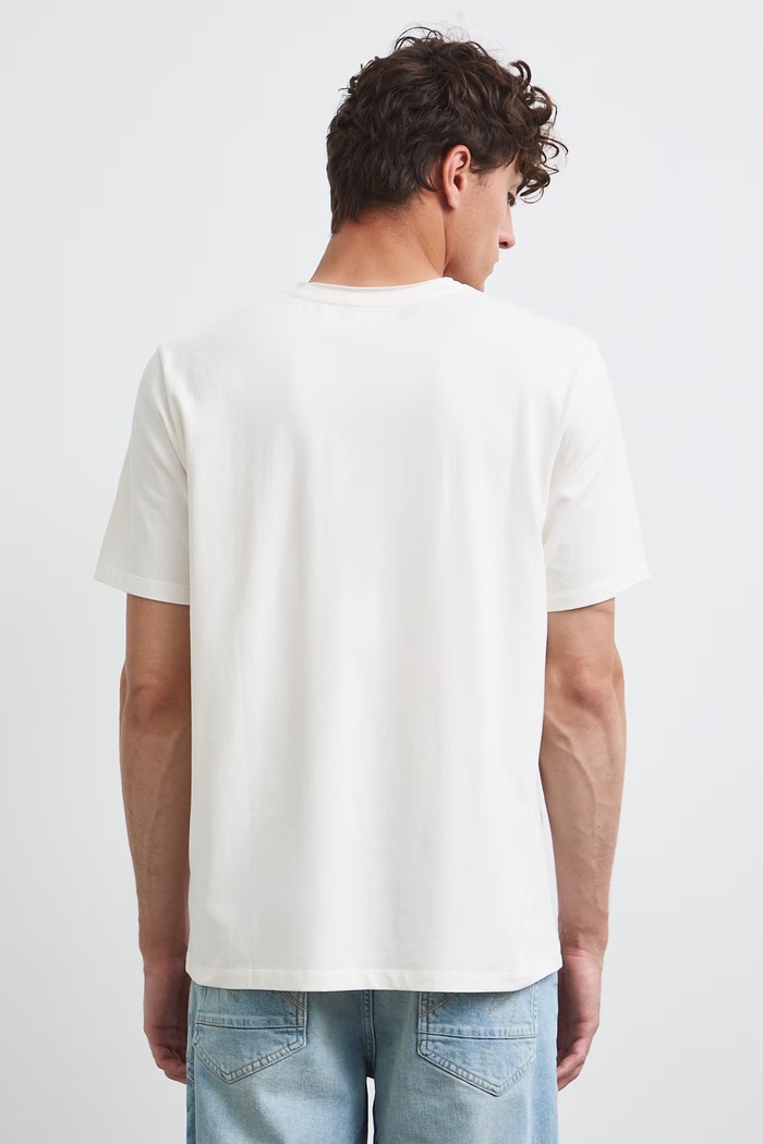 Odzież T-shirt męski bawełniany z elastanem gładki RW26-TSM013 beżowy