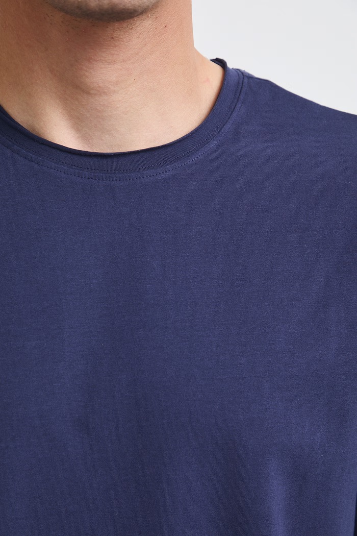 T-shirt męski bawełniany z elastanem gładki RW26-TSM013 granatowy