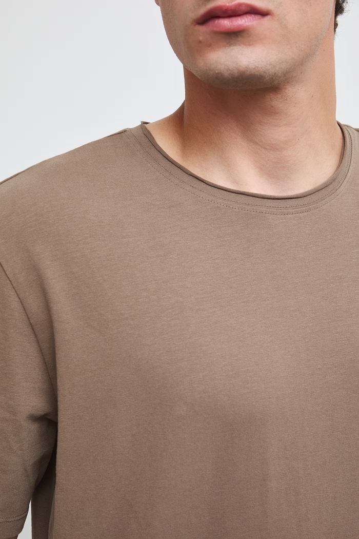 T-shirt męski bawełniany z elastanem gładki RW26-TSM013 brązowy