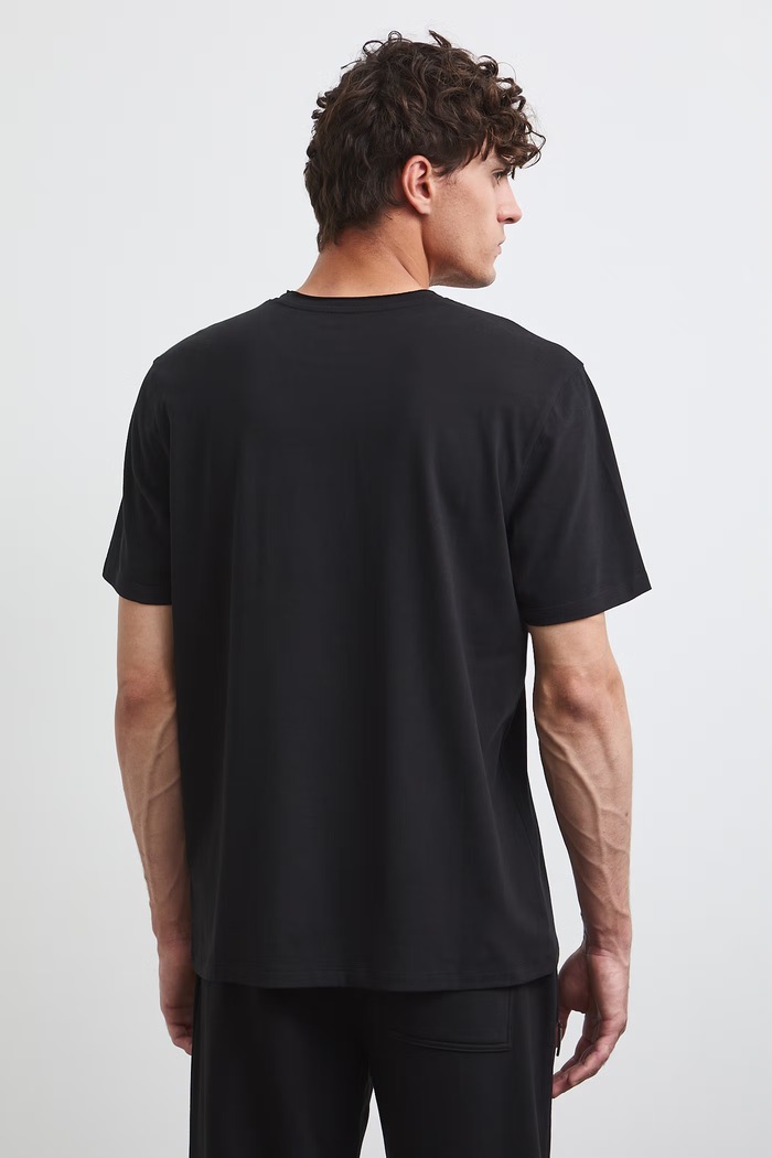 Odzież T-shirt męski bawełniany z elastanem gładki RW26-TSM013 czarny