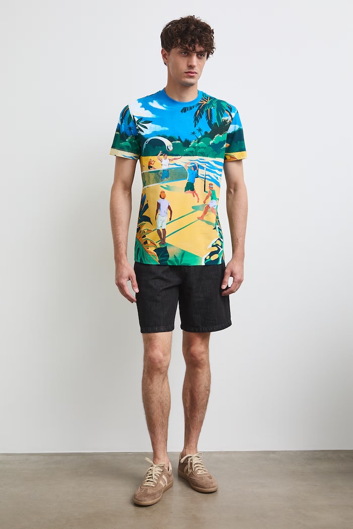 T-shirt męski bawełniany z elastanem multicolor RW26-TSM117