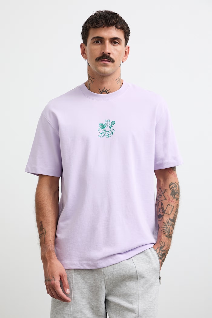 T-shirt męski bawełniany z nadrukiem RW26-TSM118 fioletowy RW26