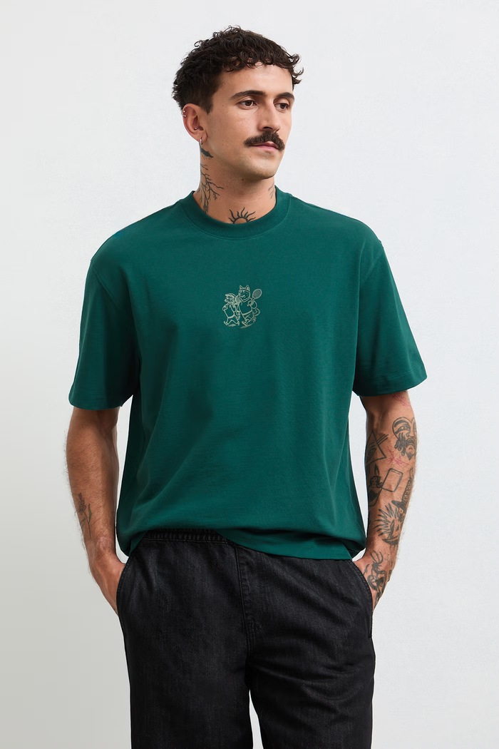 T-shirt męski bawełniany z nadrukiem RW26-TSM118 zielony RW26