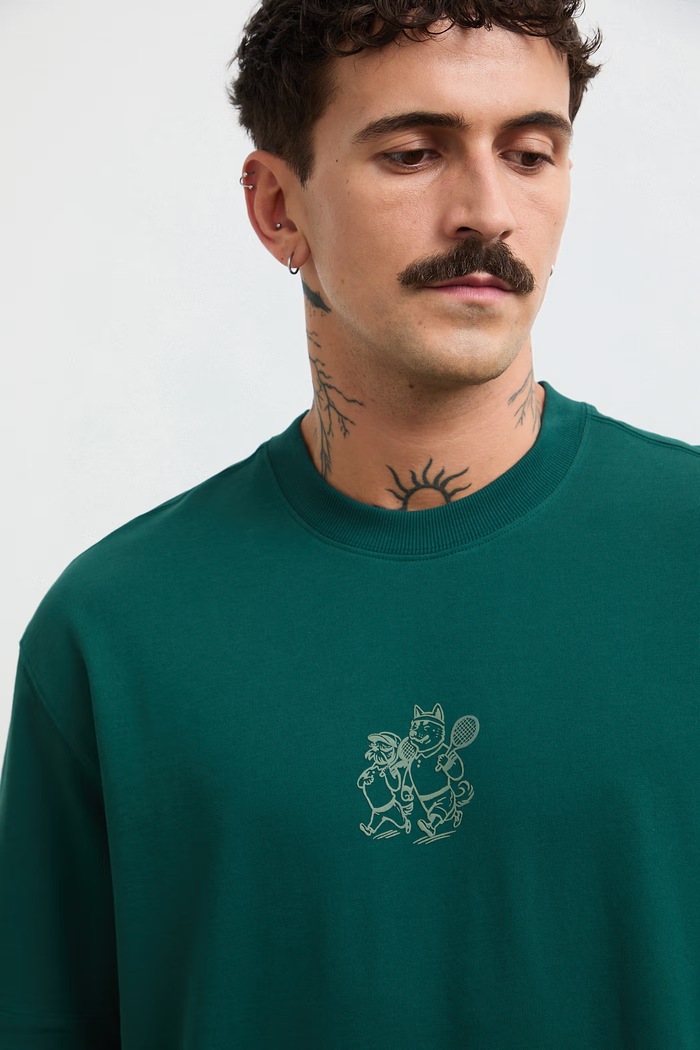 T-shirt męski bawełniany z nadrukiem zielony RW26-TSM118
