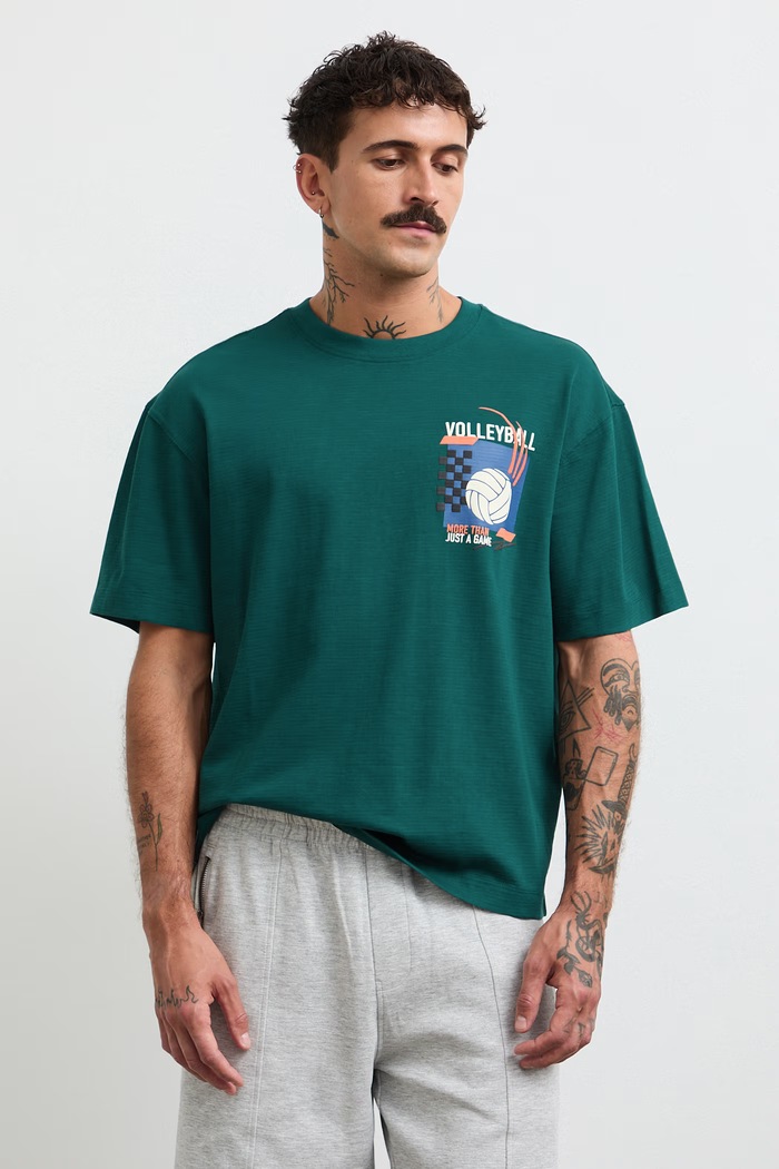 T-shirt męski bawełniany z nadrukiem RW26-TSM119 zielony RW26