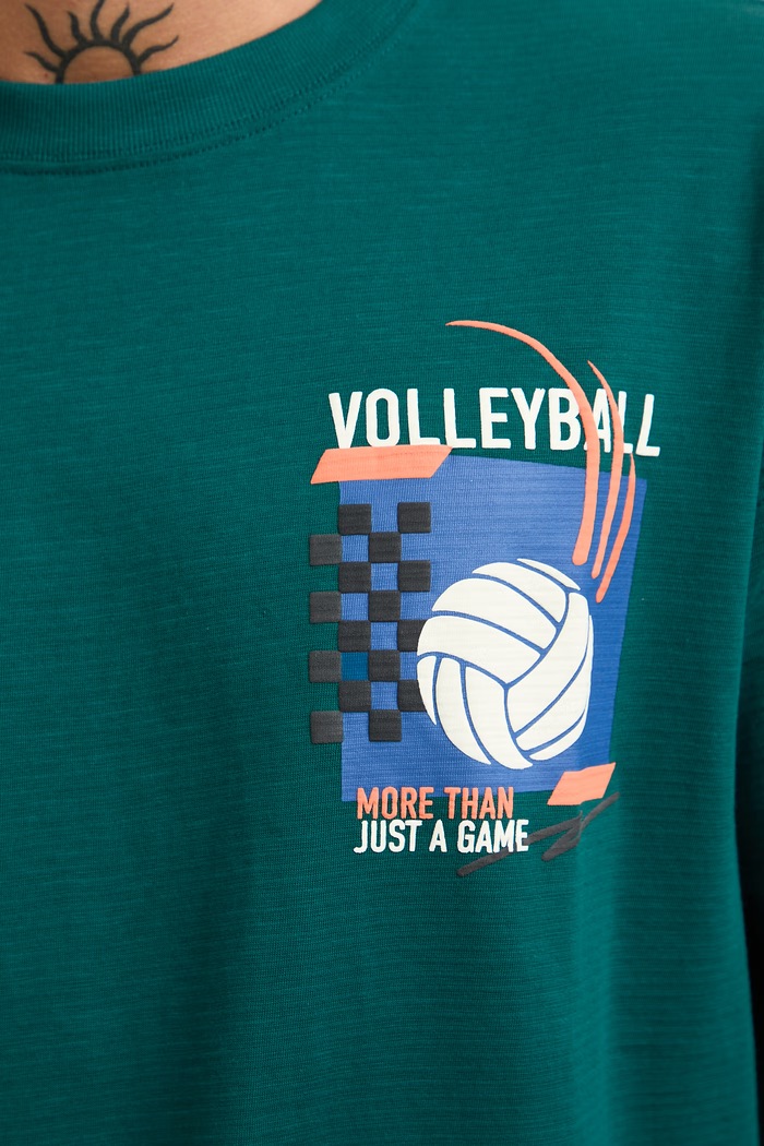 T-shirt męski bawełniany z nadrukiem zielony RW26-TSM119