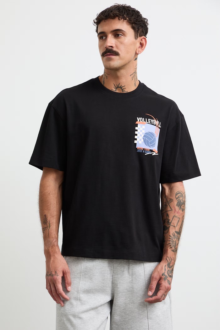 T-shirt męski bawełniany z nadrukiem RW26-TSM119 czarny RW26