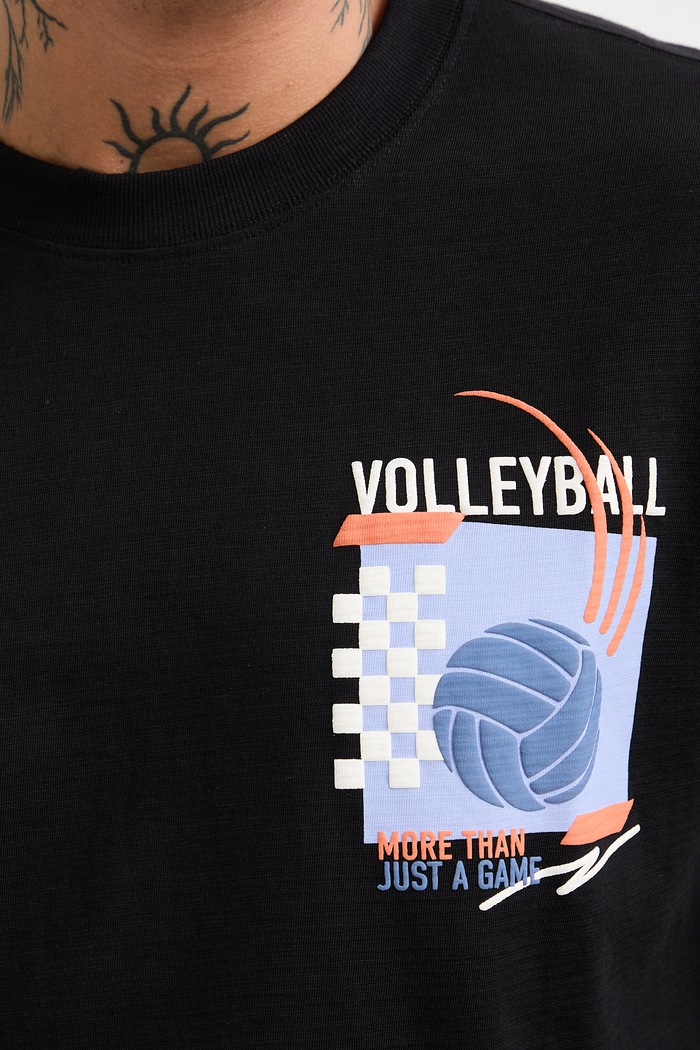 T-shirt męski bawełniany z nadrukiem RW26-TSM119 czarny