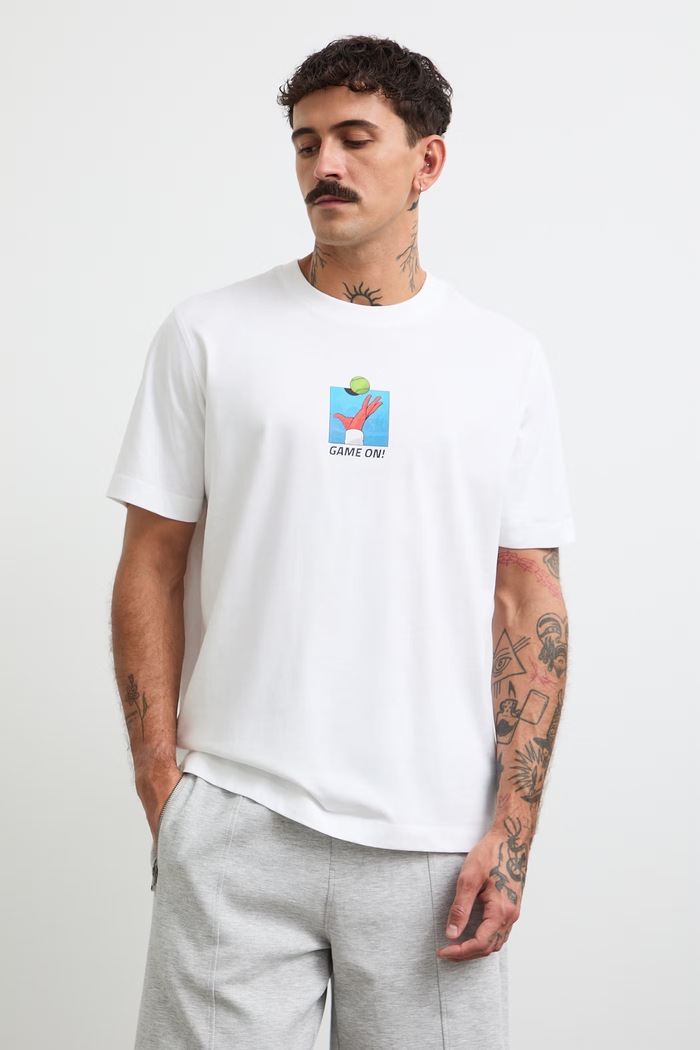 Odzież T-shirt męski bawełniany z nadrukiem RW26-TSM120 biały