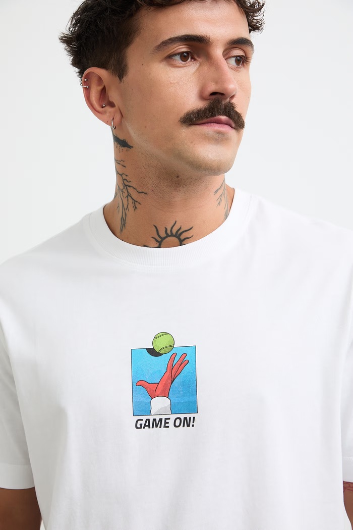 T-shirt męski bawełniany z nadrukiem biały RW26-TSM120