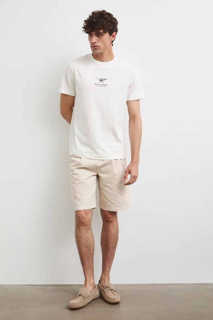 Medicine T-shirt męski bawełniany z elastanem beżowy RW26-TSM204
