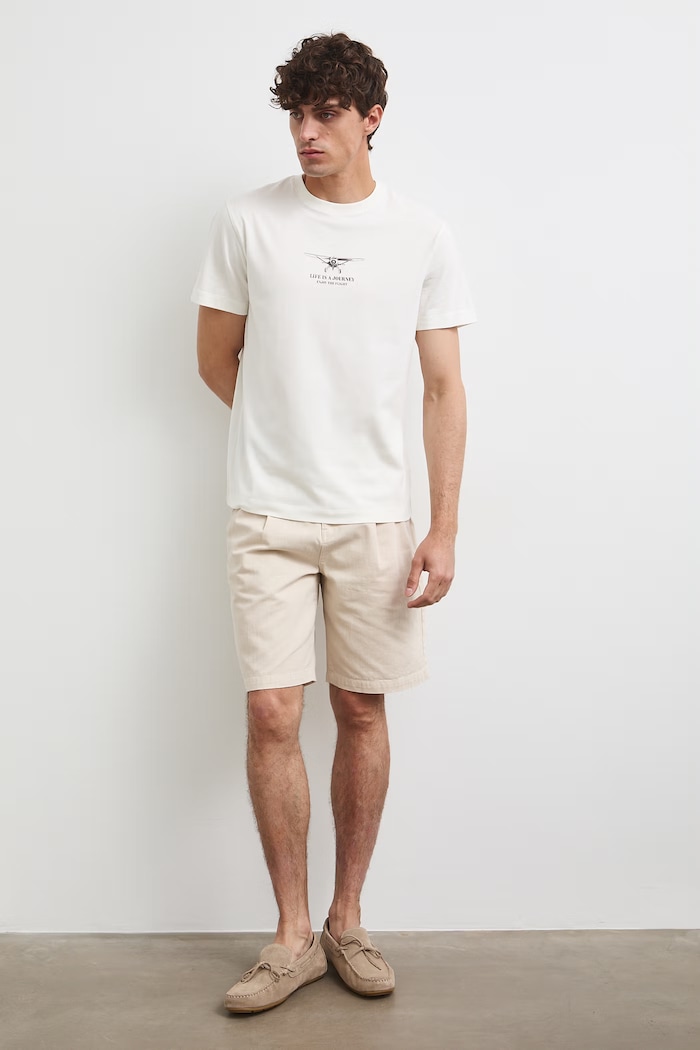 Medicine T-shirt męski bawełniany z elastanem beżowy RW26-TSM204