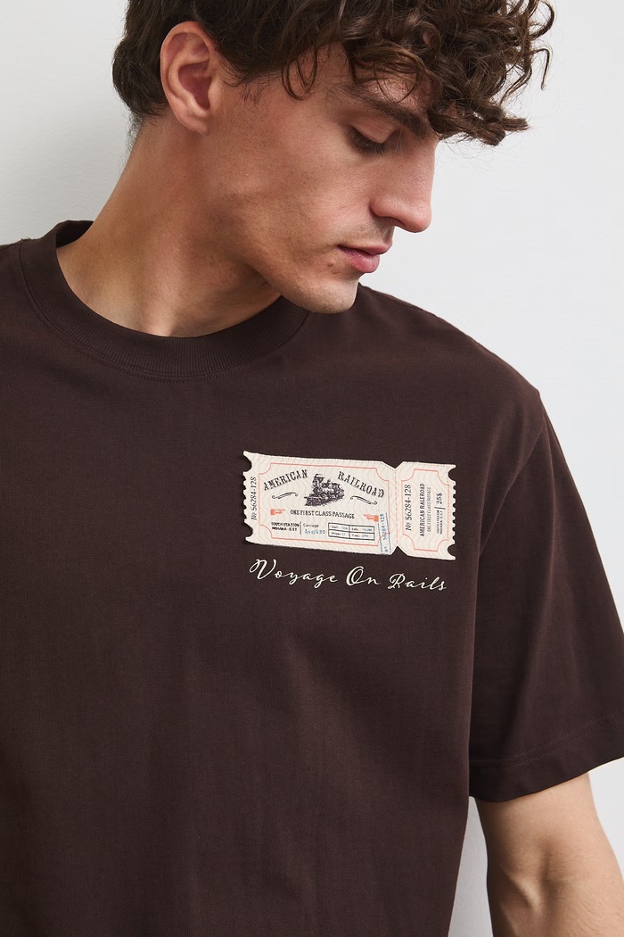 T-shirt męski bawełniany brązowy RW26-TSM207