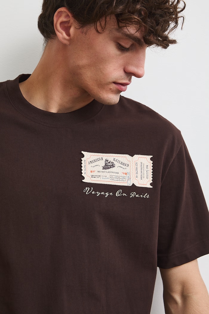 T-shirt męski bawełniany brązowy RW26-TSM207