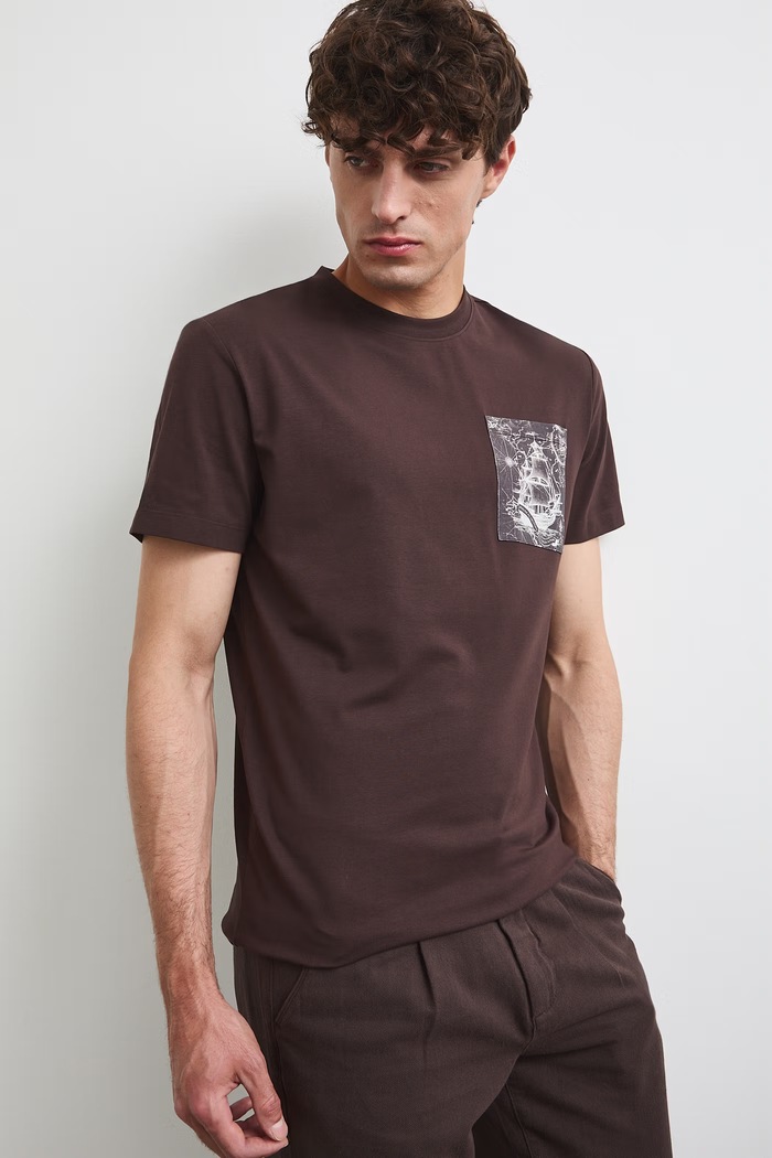Medicine T-shirt męski bawełniany z elastanem RW26-TSM208 brązowy RW26