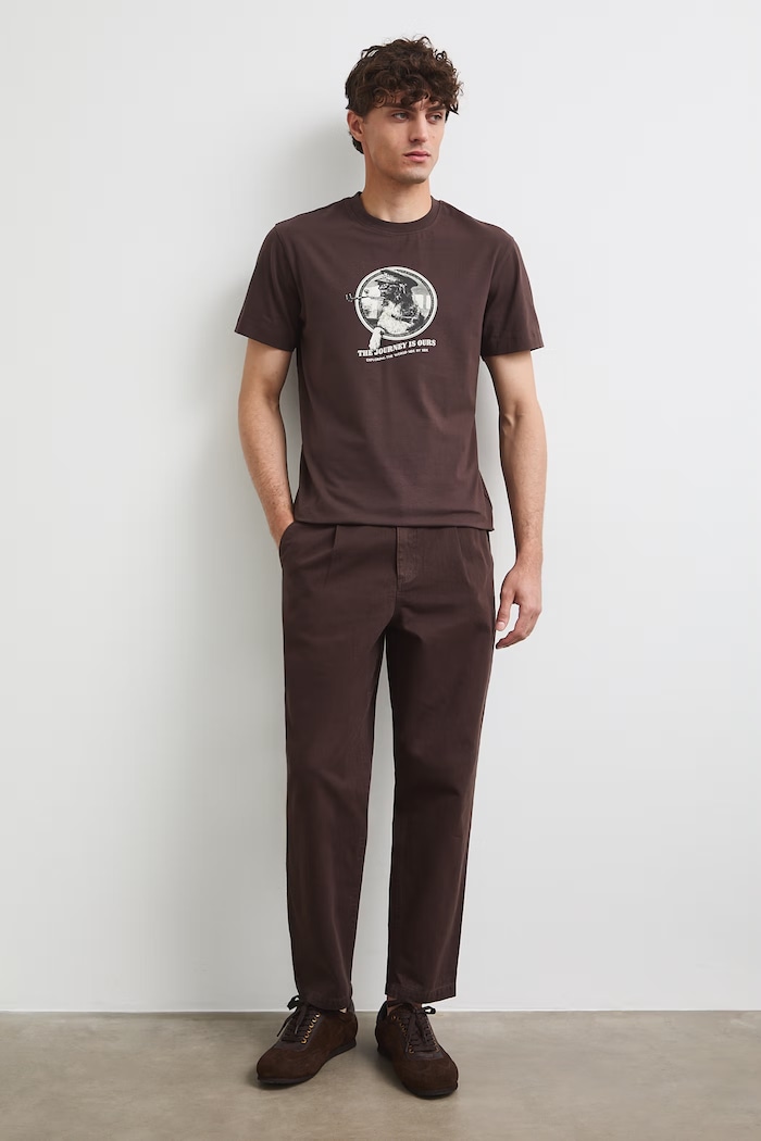 Medicine T-shirt męski bawełniany z elastanem brązowy RW26-TSM210