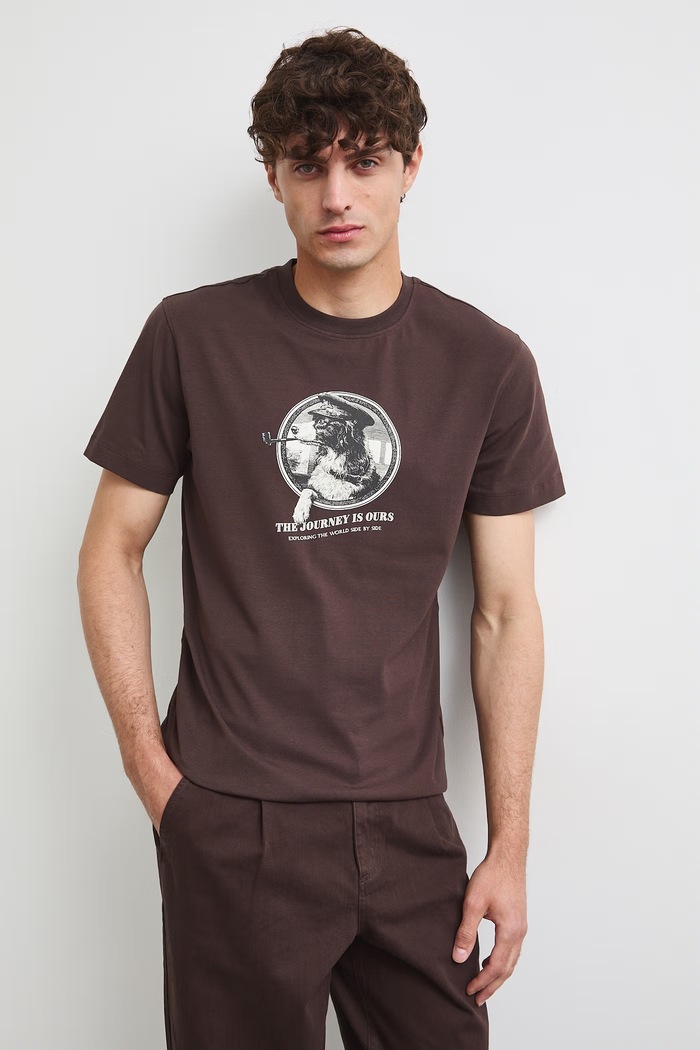 Medicine T-shirt męski bawełniany z elastanem RW26-TSM210 brązowy RW26