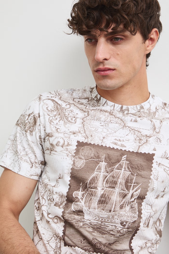 Medicine T-shirt męski bawełniany brązowy RW26-TSM211