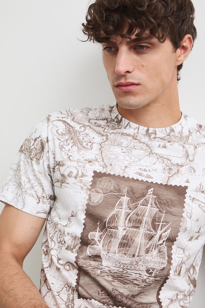 Medicine T-shirt męski bawełniany brązowy RW26-TSM211