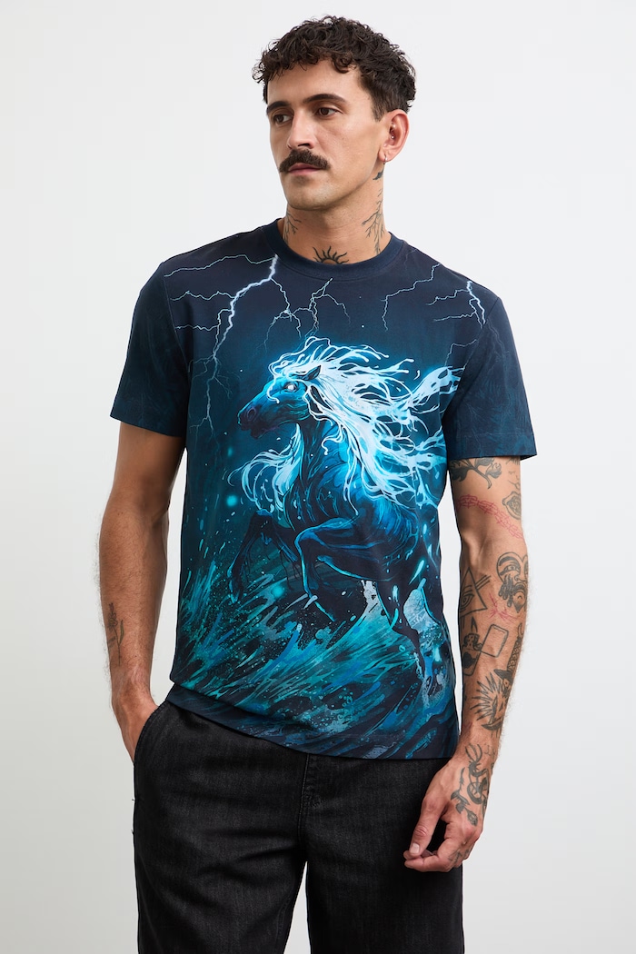 Medicine t-shirt ανδρικό βαμβακερό με ελαστάν RW26-TSM250 τιρκουάζ RW26