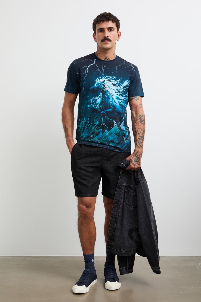 Ρούχα Medicine t-shirt ανδρικό βαμβακερό με ελαστάν RW26-TSM250 τιρκουάζ