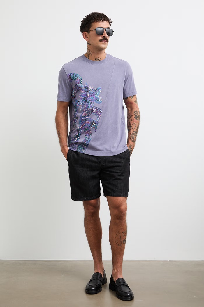 Ρούχα Medicine t-shirt ανδρικό βαμβακερό RW26-TSM260 μωβ