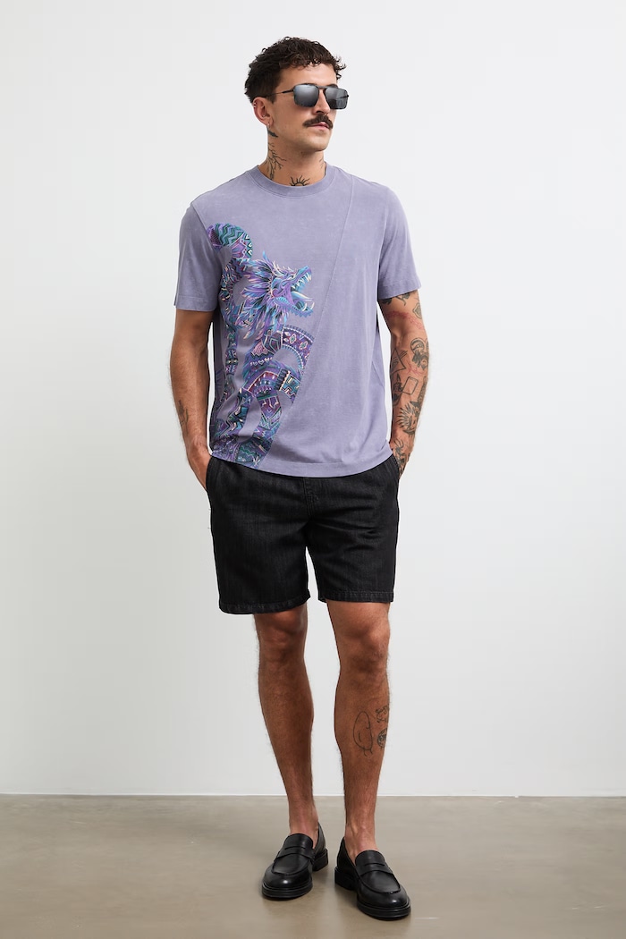 Ρούχα Medicine t-shirt ανδρικό βαμβακερό RW26-TSM260 μωβ