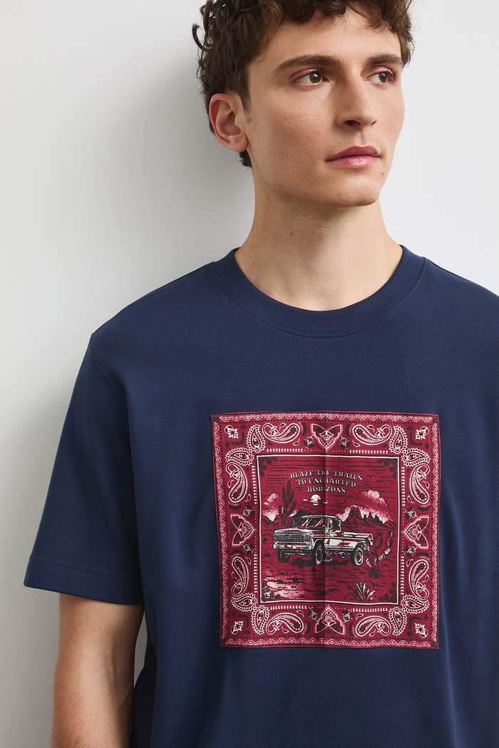 Medicine T-shirt męski bawełniany granatowy RW26-TSM301