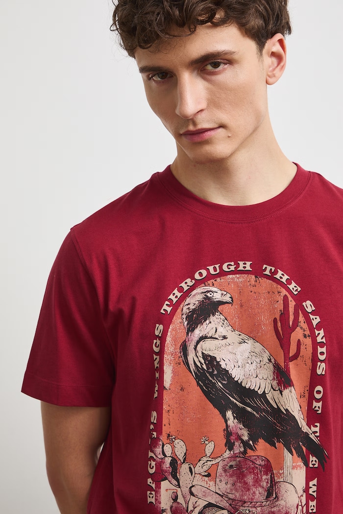 Medicine T-shirt męski bawełniany bordowy RW26-TSM306