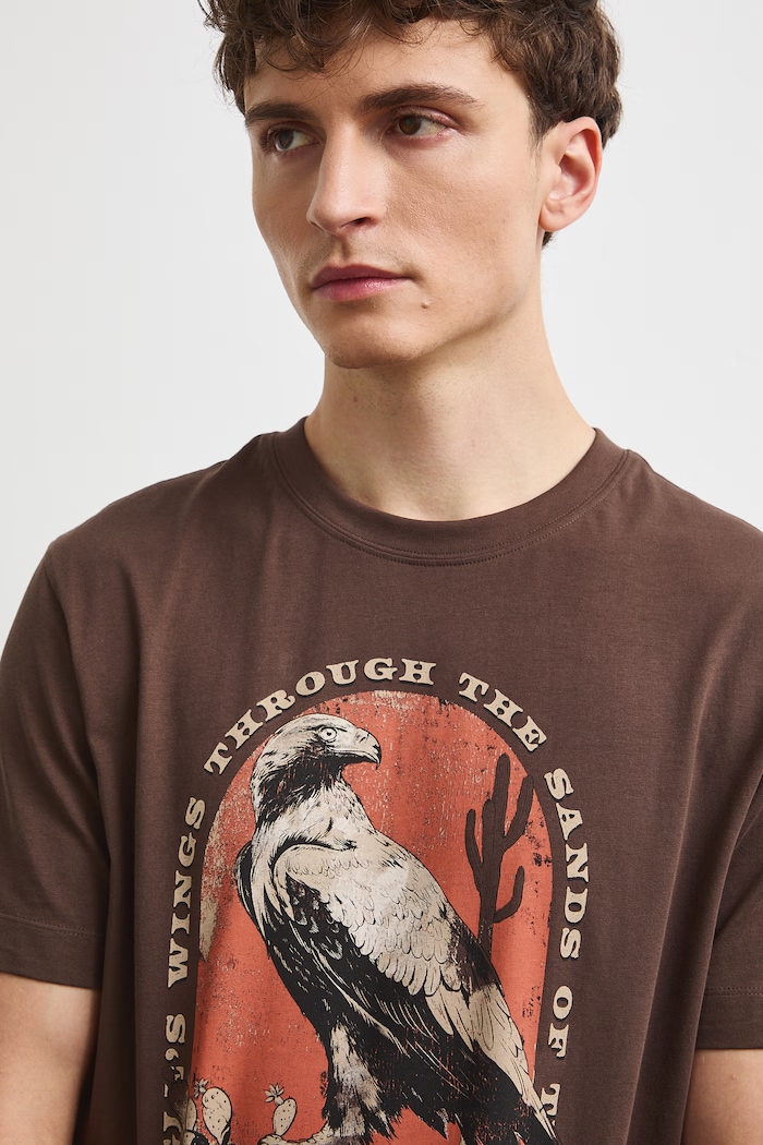 Medicine T-shirt męski bawełniany brązowy RW26-TSM306
